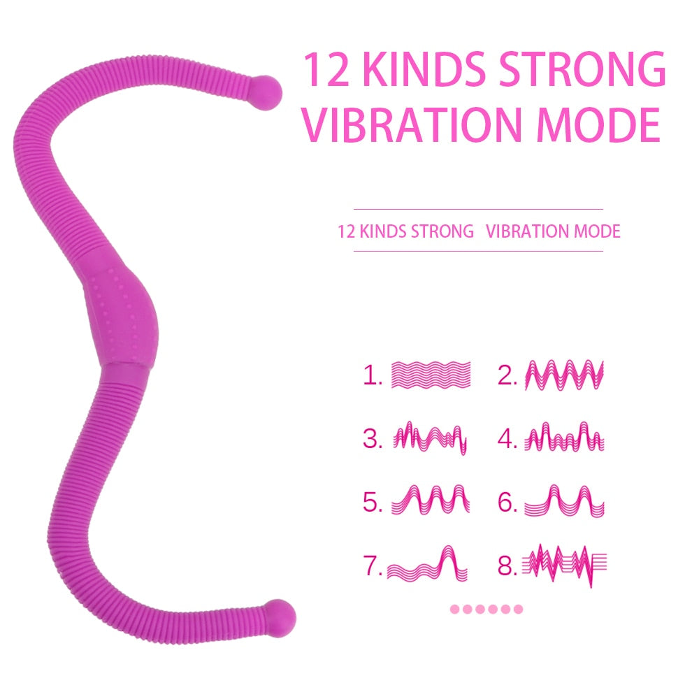 12 Speed Lesbian Strap on Dildo Vibrators Flexible Double Head Vaginal Massager G Spot Anal Sex Toy for Women Adult Products