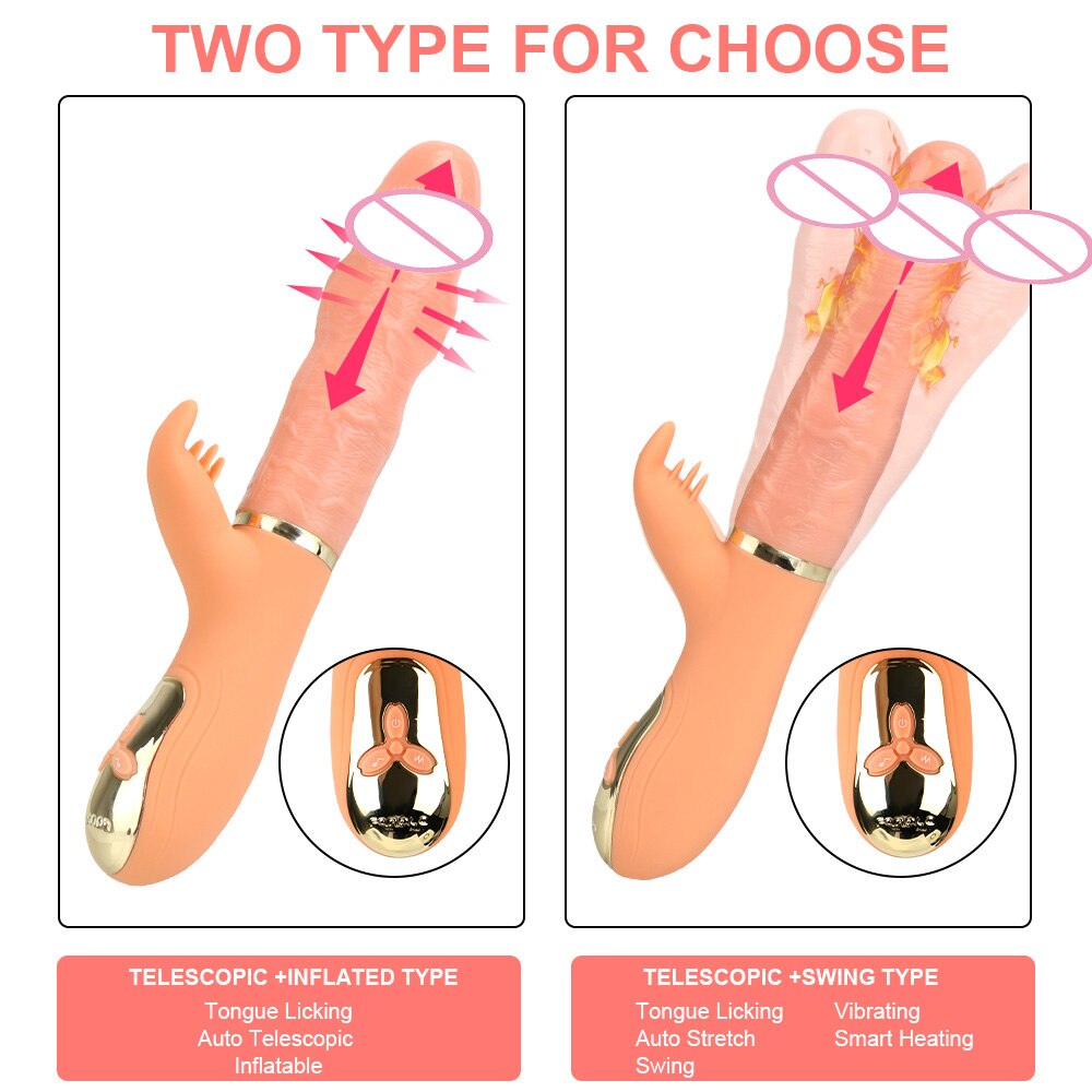 Automatic Telescopic Inflated Heated Dildos Women Vibrator Clitoris Licks Vagina Massage Anal Plug Erotic Toys for Sex Big Penis