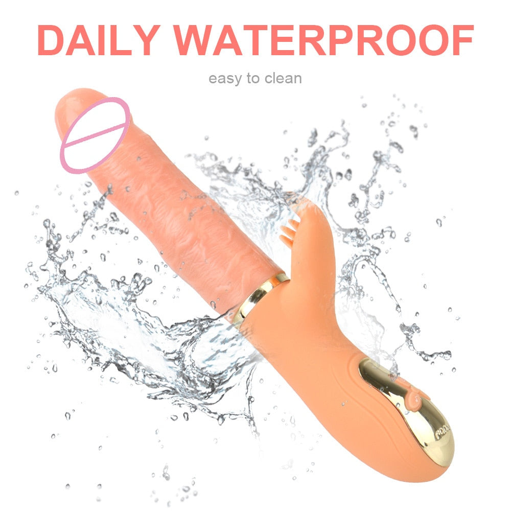 Automatic Telescopic Inflated Heated Dildos Women Vibrator Clitoris Licks Vagina Massage Anal Plug Erotic Toys for Sex Big Penis