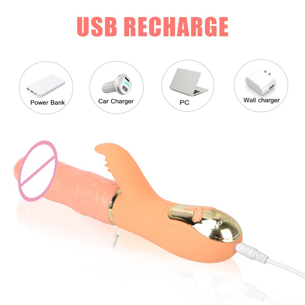 Automatic Telescopic Inflated Heated Dildos Women Vibrator Clitoris Licks Vagina Massage Anal Plug Erotic Toys for Sex Big Penis