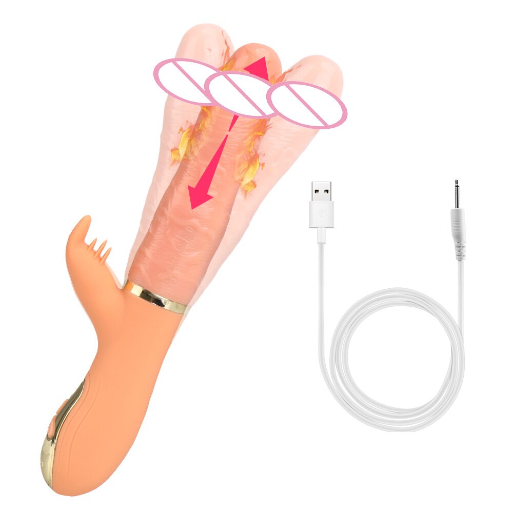 Automatic Telescopic Inflated Heated Dildos Women Vibrator Clitoris Licks Vagina Massage Anal Plug Erotic Toys for Sex Big Penis