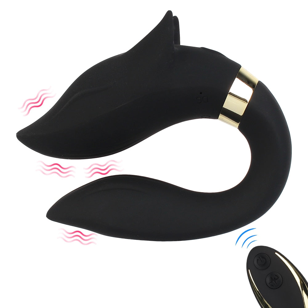 FOX Vibrator Clitoris Stimulator Double-headed Vibration Ring Wearable Couple Resonant 9 Mode Sex Toy for Women