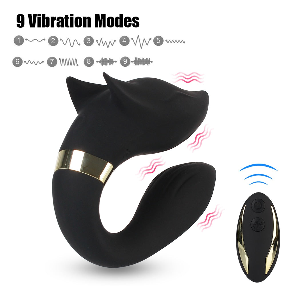 FOX Vibrator Clitoris Stimulator Double-headed Vibration Ring Wearable Couple Resonant 9 Mode Sex Toy for Women
