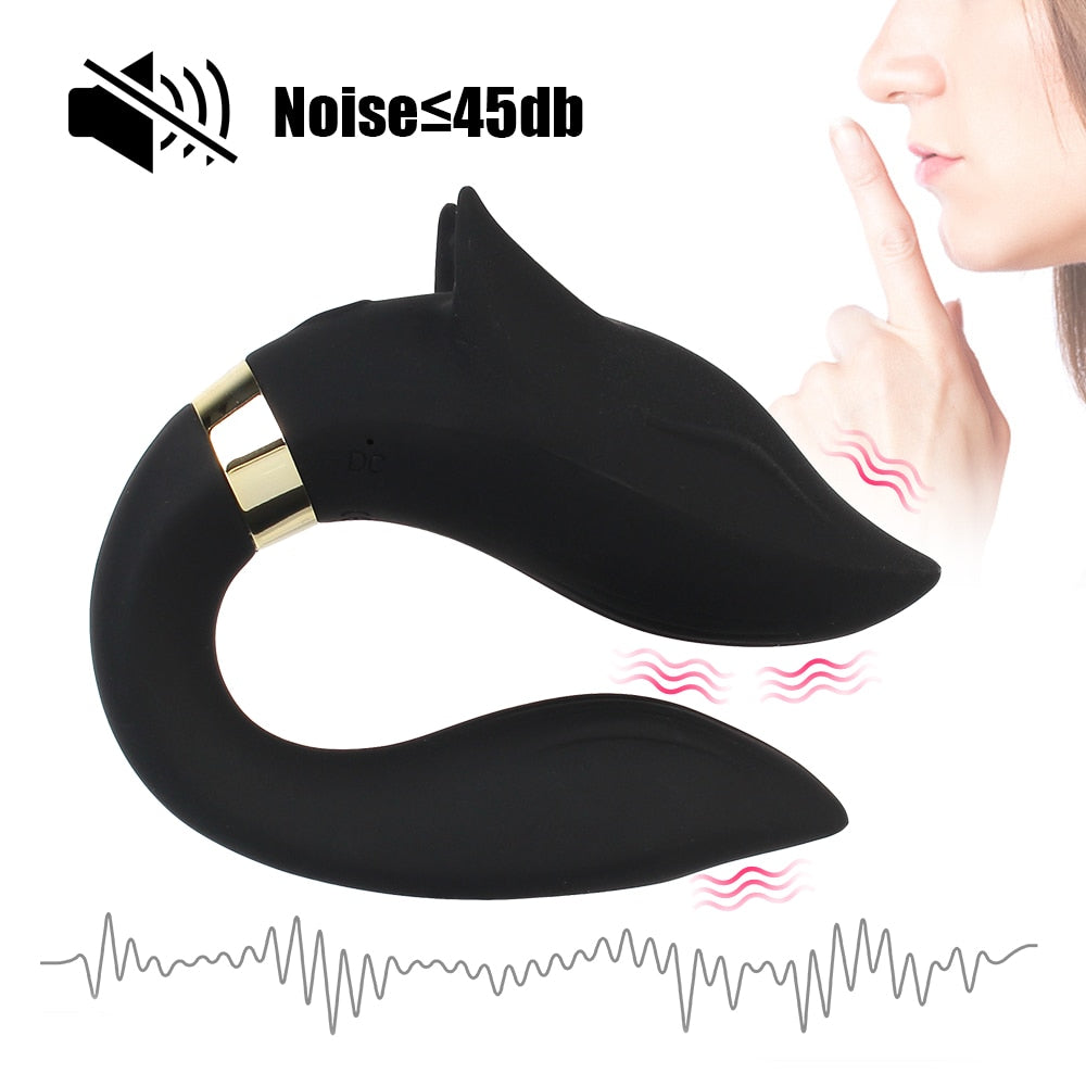 FOX Vibrator Clitoris Stimulator Double-headed Vibration Ring Wearable Couple Resonant 9 Mode Sex Toy for Women