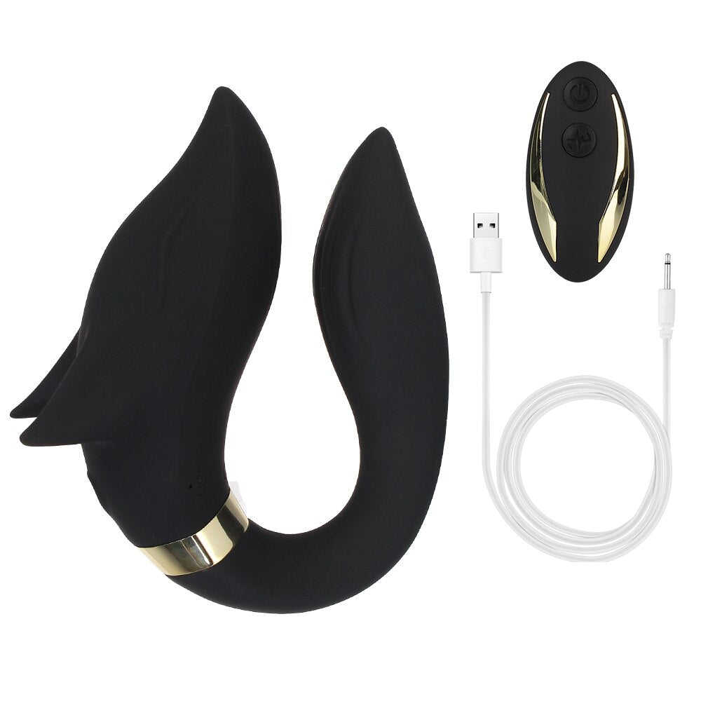 FOX Vibrator Clitoris Stimulator Double-headed Vibration Ring Wearable Couple Resonant 9 Mode Sex Toy for Women