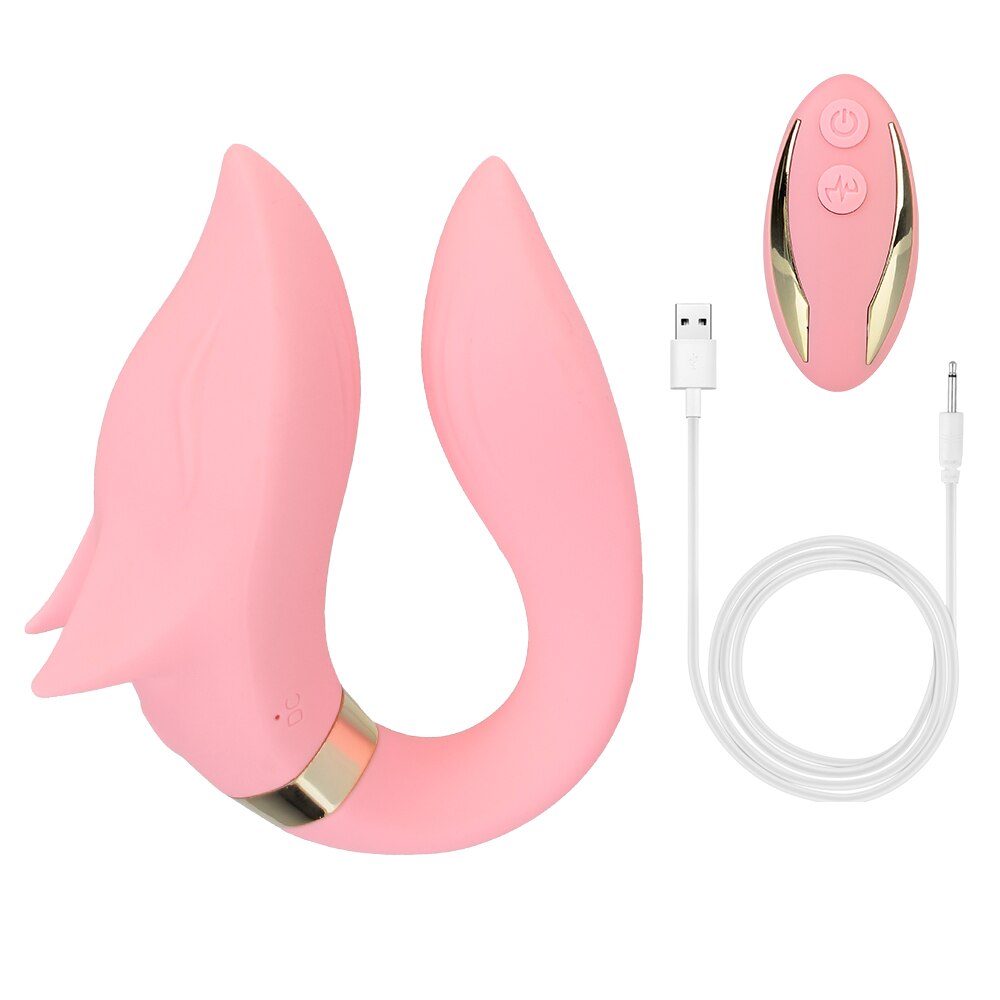 FOX Vibrator Clitoris Stimulator Double-headed Vibration Ring Wearable Couple Resonant 9 Mode Sex Toy for Women