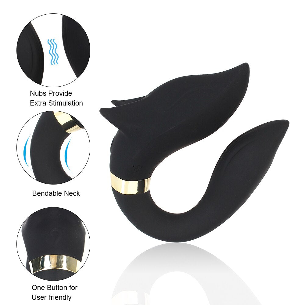 FOX Vibrator Clitoris Stimulator Double-headed Vibration Ring Wearable Couple Resonant 9 Mode Sex Toy for Women