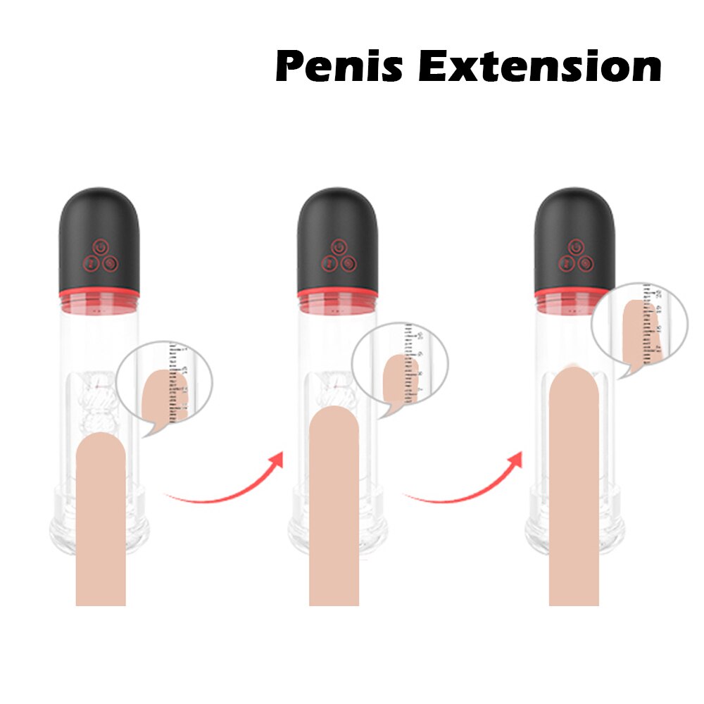 Sucking Penis Pump Vibrator Enlargement Vacuum Pump Automatic Erection Trainer Penis Enlargement Cock Extender for Men Sex Toys