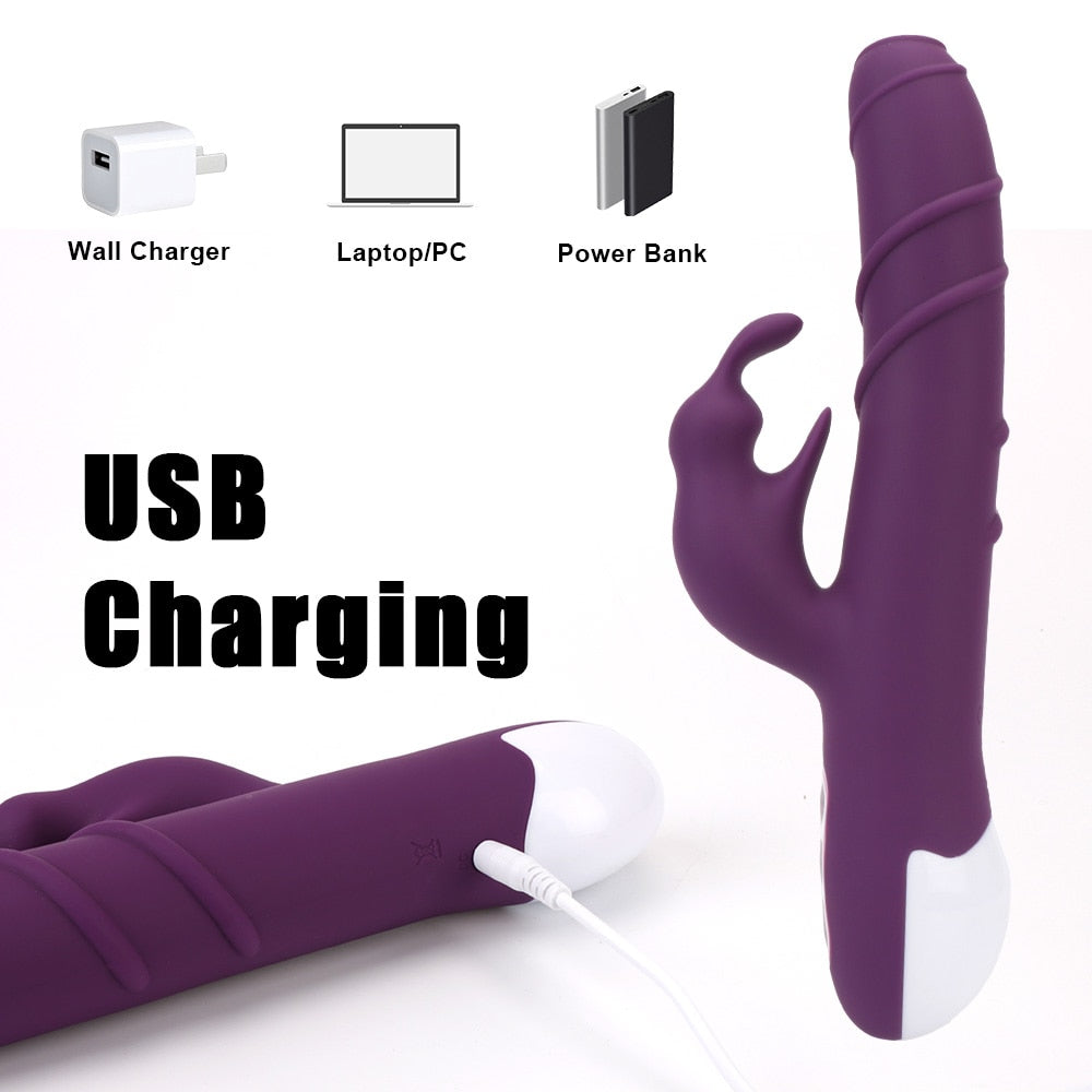Vaginal Clitoral Stimulator G Spot Dildo Vibrator Adult Products Dual Motor Sex Toys for Women Rotating Rabbit Vibrator Wand