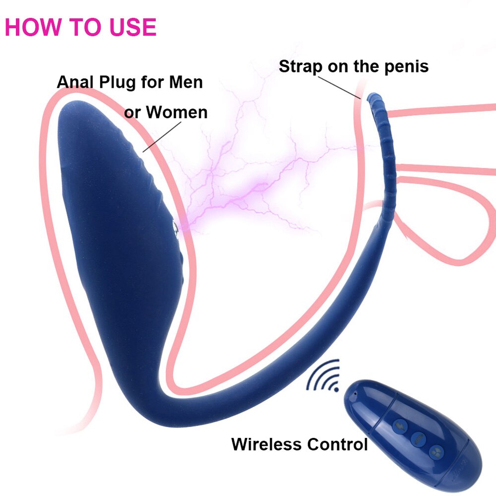 Wireless Remote Control Electric Shock Prostate Massager Gay Sex Toys Anal Plug Butt Plug Vibrator with Ring Anal Toy for Men